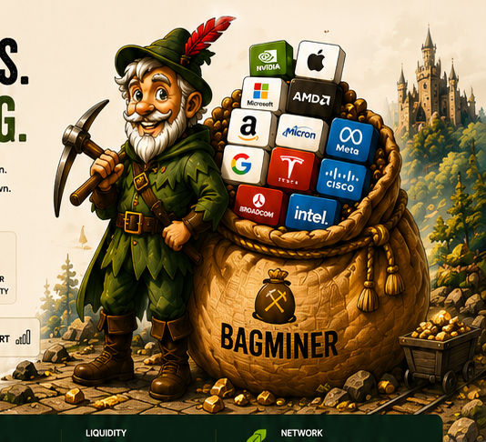 BagMiner mascot with bag of ETF holdings